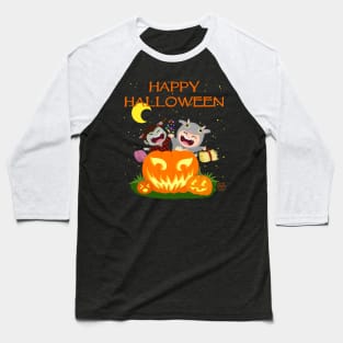 MrDaddyCountryTV's Halloween Design ( Yellow Moon) Baseball T-Shirt